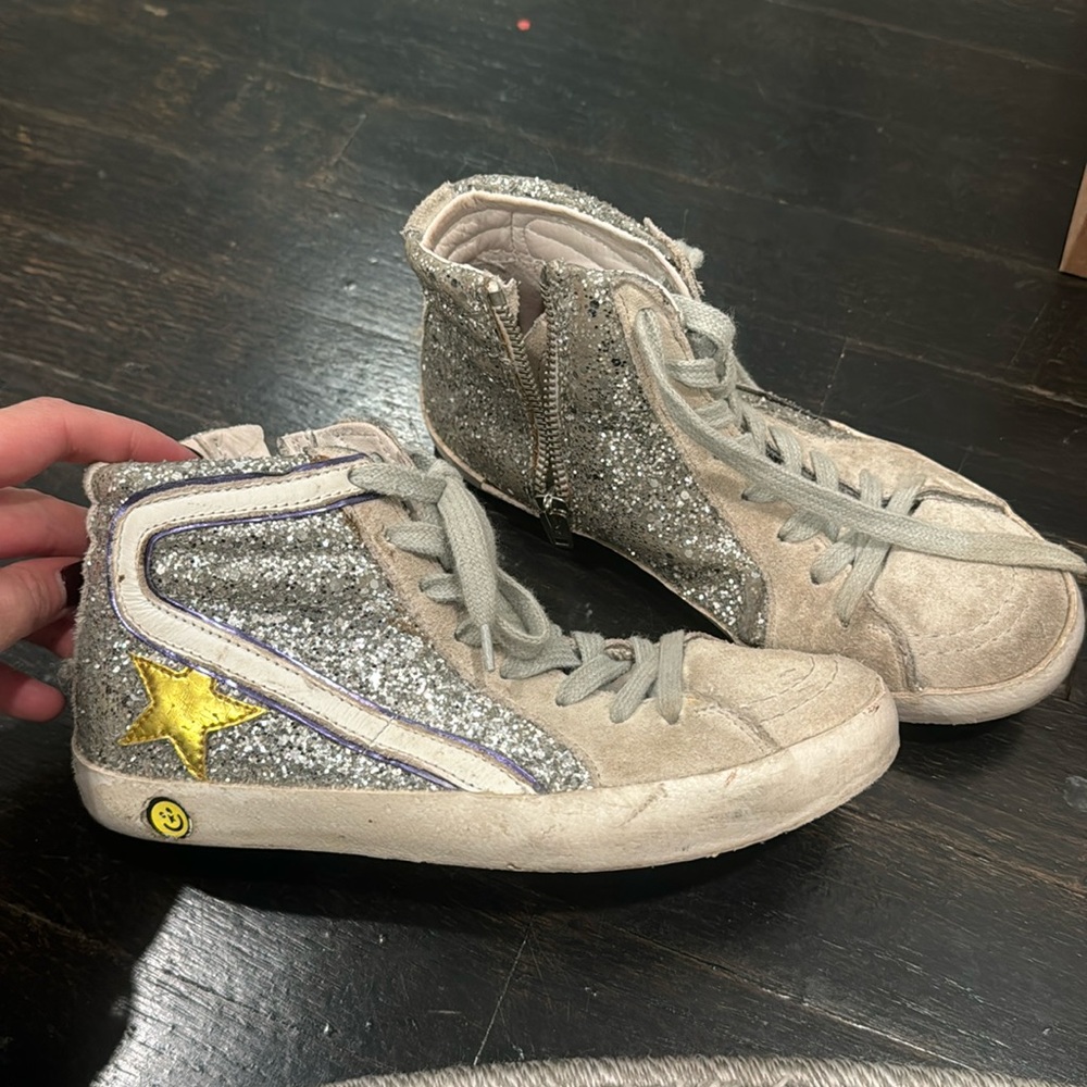 Golden goose kids sneakers slides size 33 silver sparkly